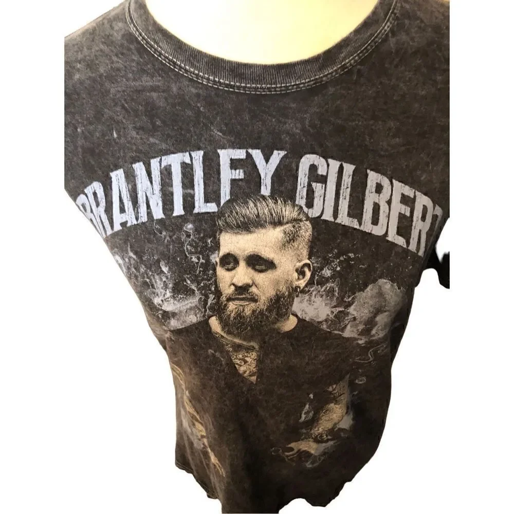 Brantley Gilbert 2022 black gray stone washed concert tee size M